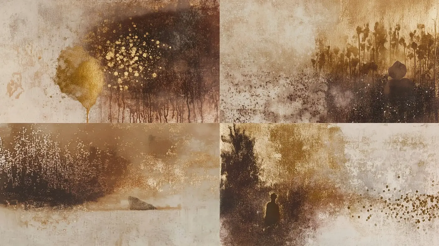 Aged Parchment and Sepia Tones: Abstract Naturalism in Unified Hues - Midjourney sref style