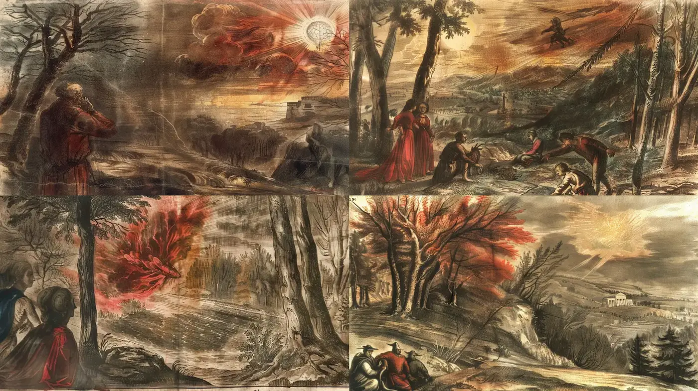 Dramatic Romantic Landscapes Infused with Mystical Elements - Midjourney sref style
