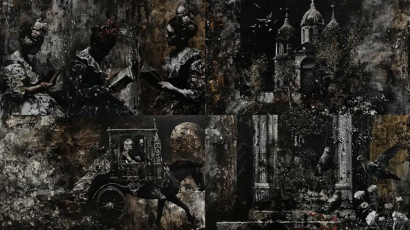Dark Romanticism with a Gritty Texture - Midjourney sref style