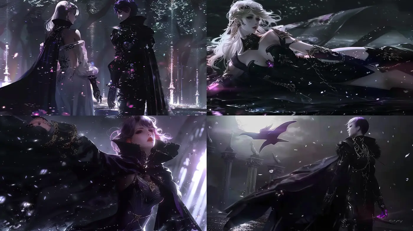 Ethereal Nocturne: A Meld of Gothic Elegance and Surreal Fantasy - Midjourney sref style