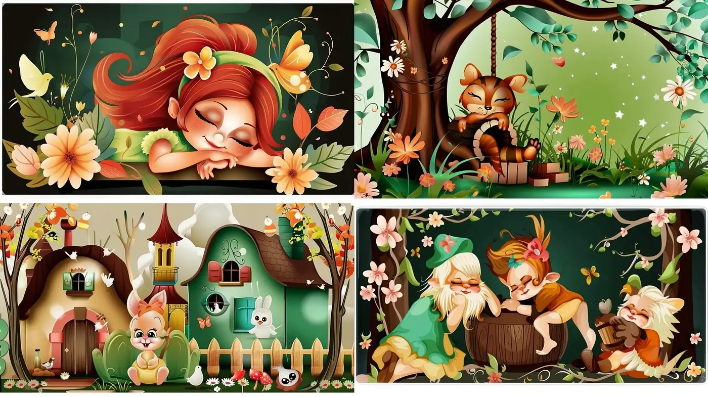 Enchanted Springtime Fables: A Whimsical Illustrated Series - Midjourney sref style