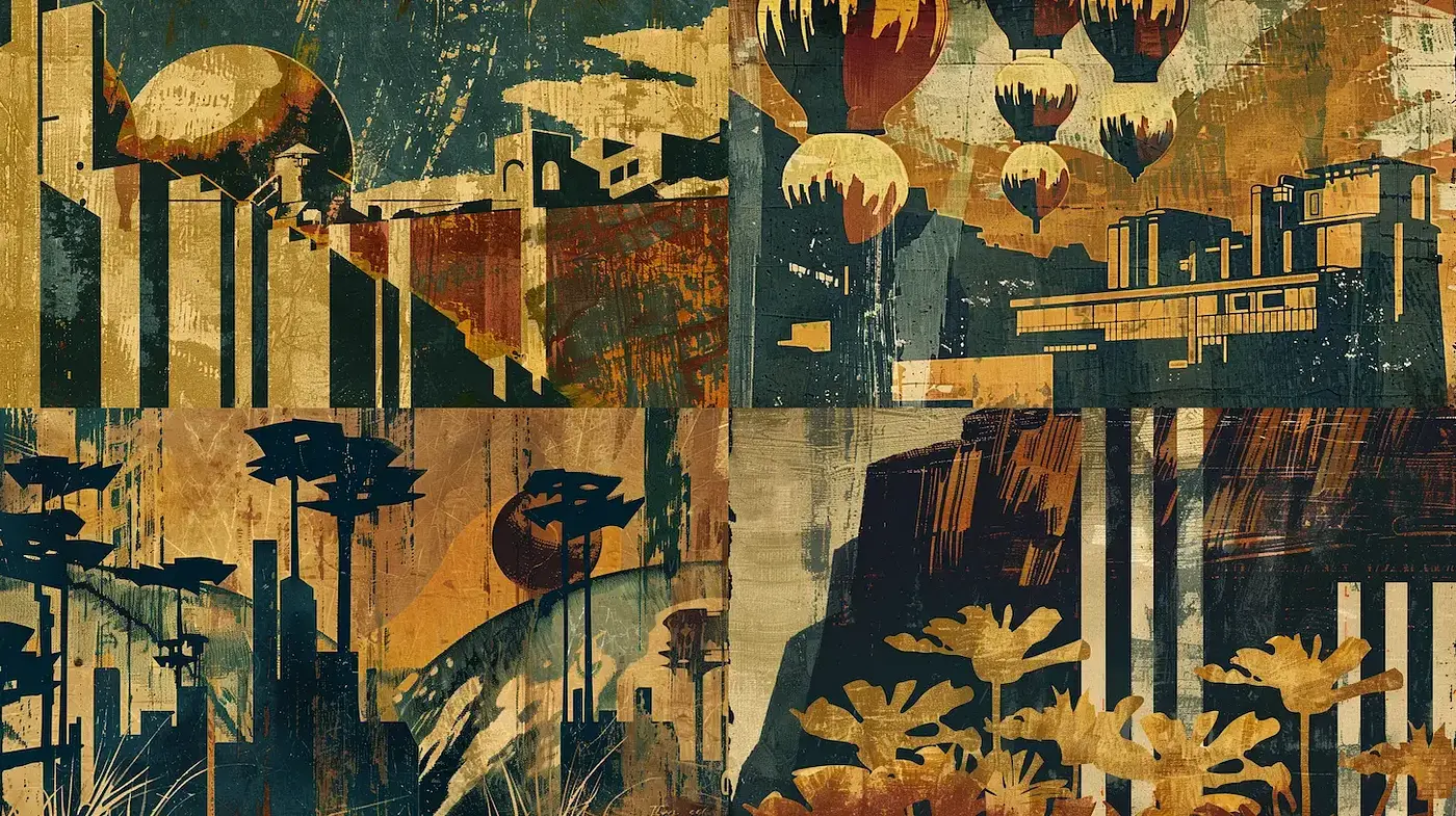 Exploration of Mid-century Modern Aesthetic with a Textured Vintage Touch - Midjourney sref style