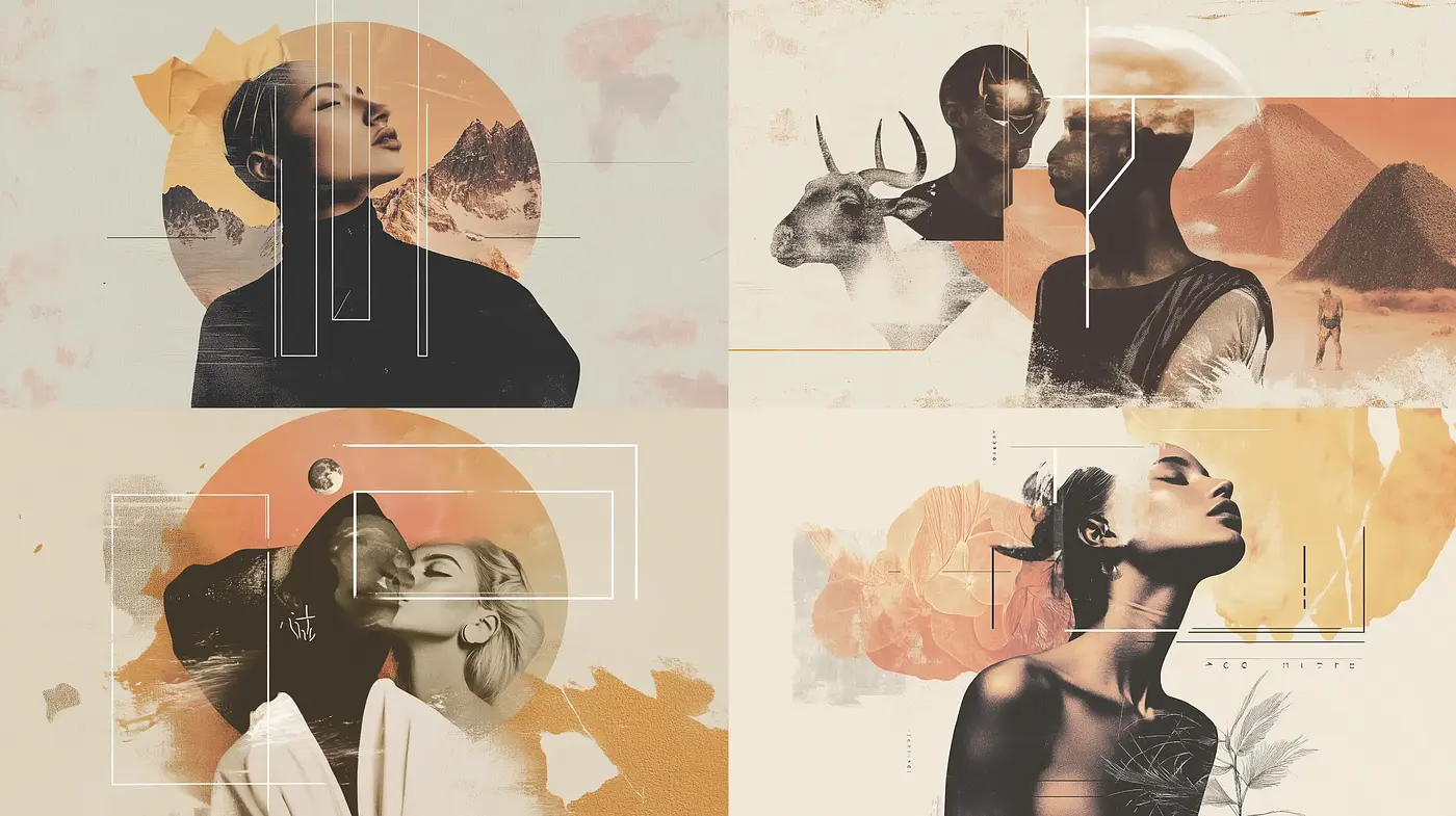 Retro-Futuristic Collage with Ethereal Overtones - Midjourney sref style