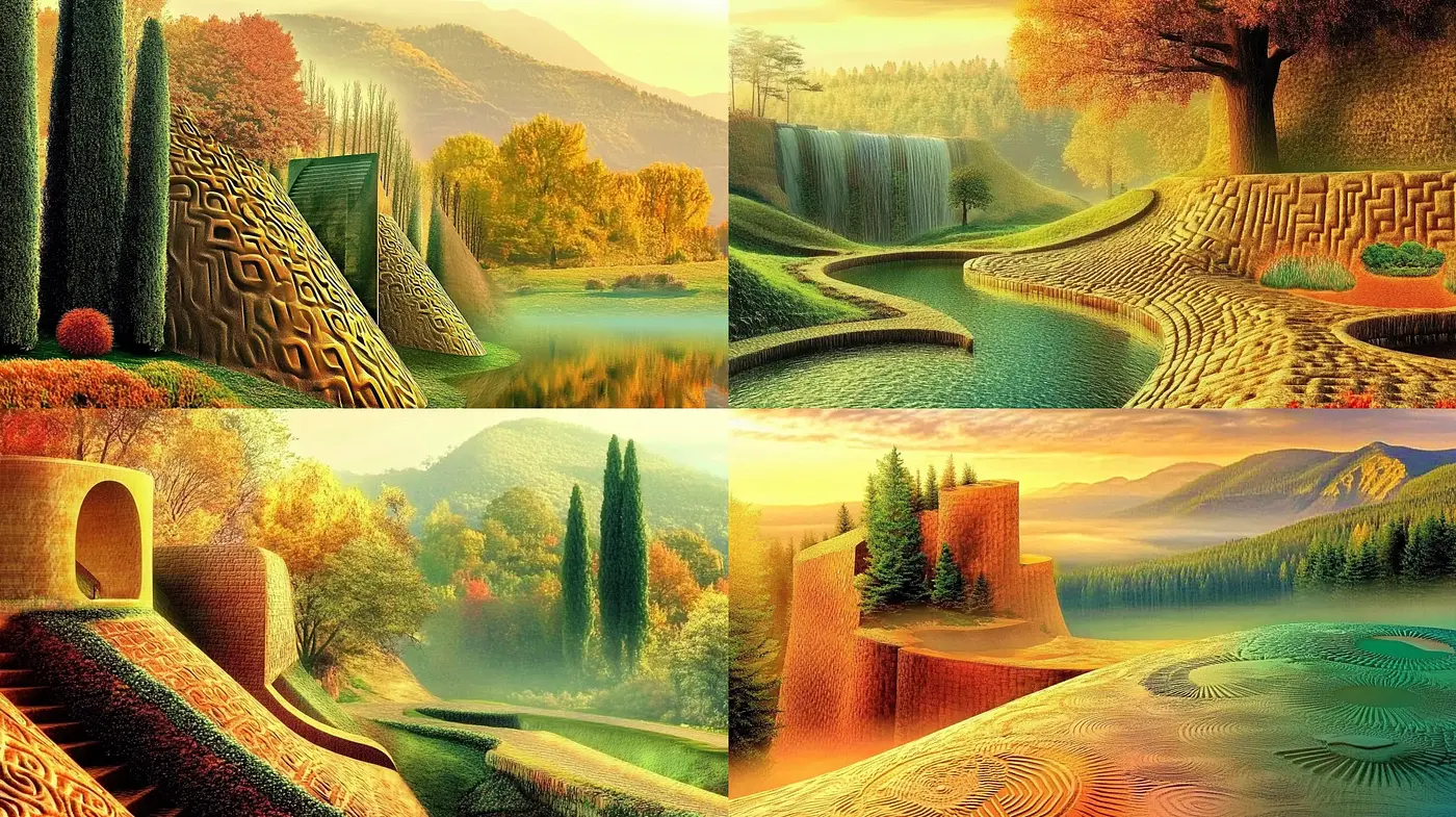 Autumnal Dreamscape: A Harmonic Convergence of Nature and Geometry - Midjourney sref style