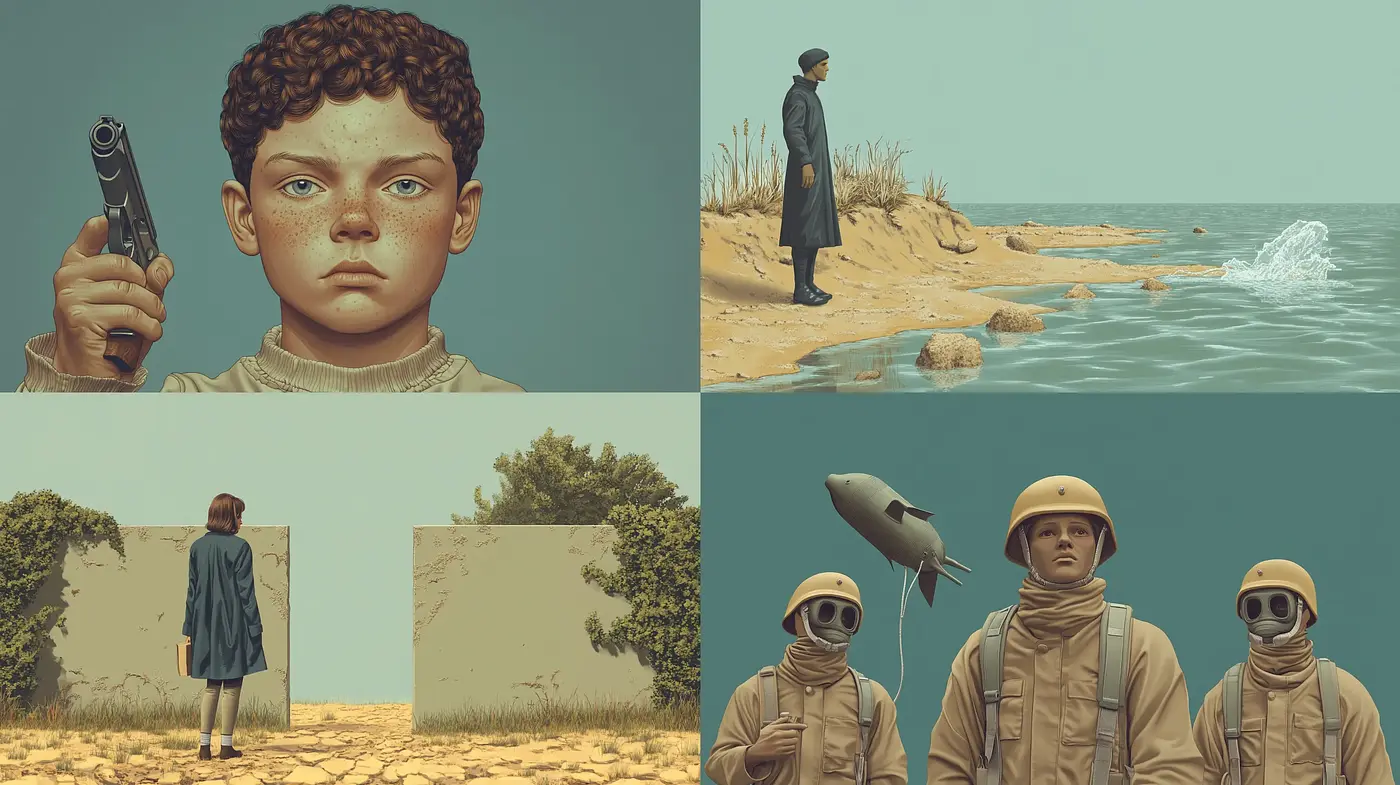Retro-Futuristic Reverie with Solitary Characters - Midjourney sref style