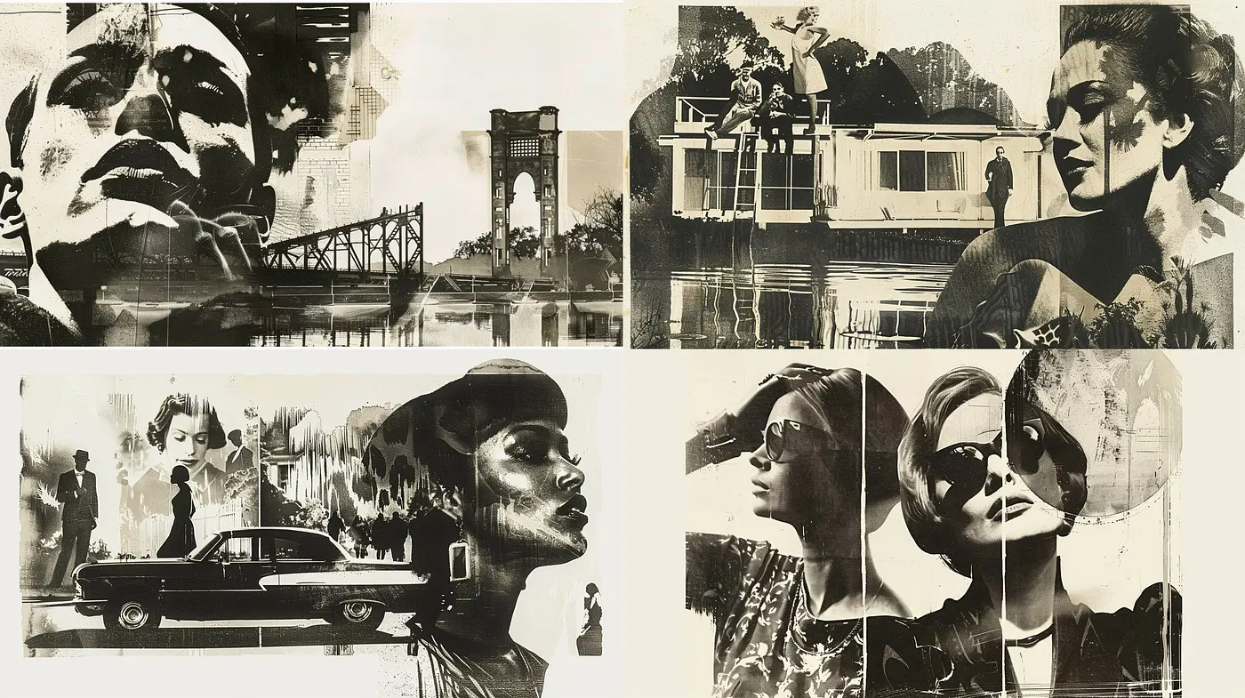 Sepia-Toned Collage of Timeless Narratives and Nostalgia - Midjourney sref style