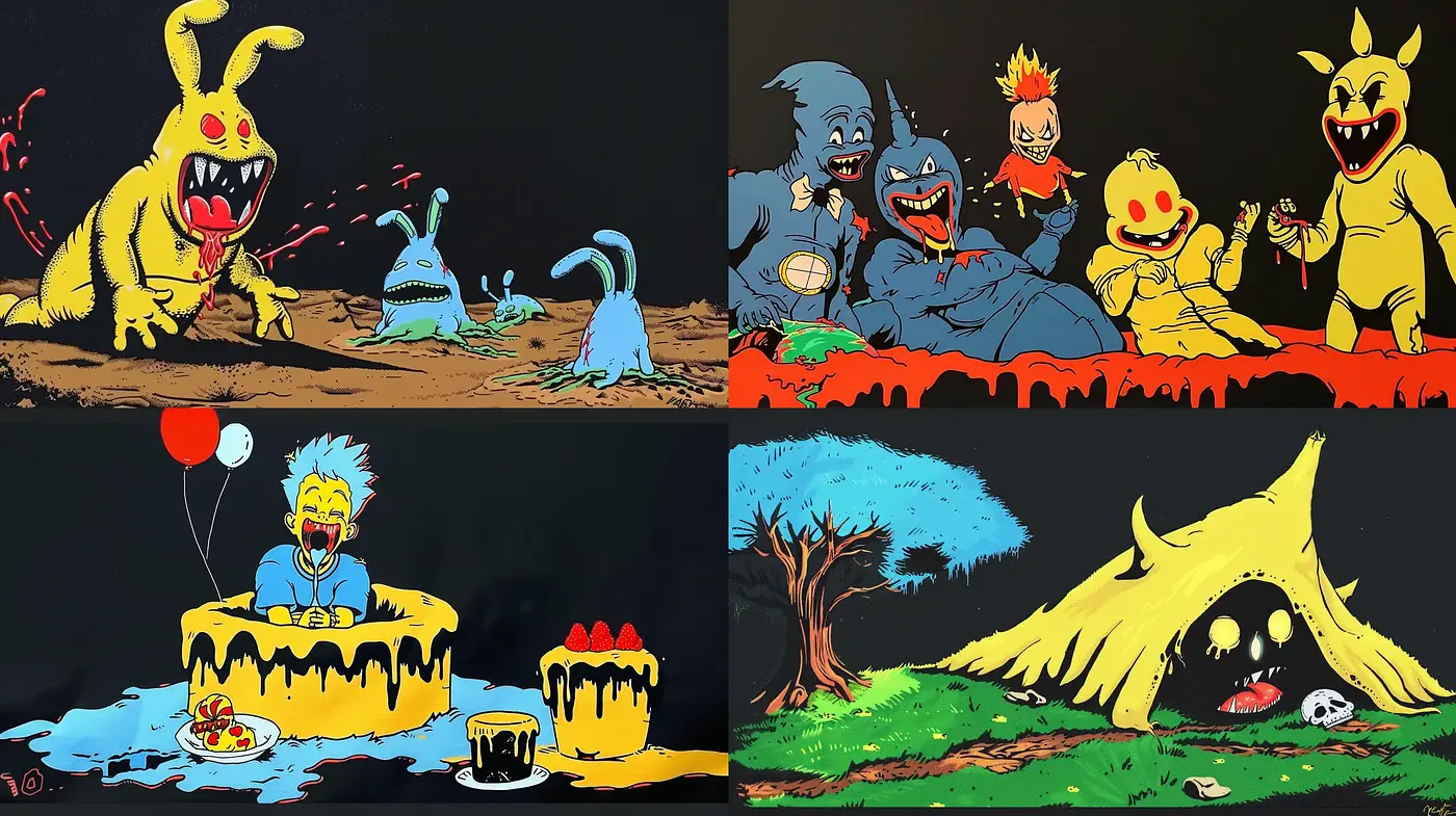Darkly Whimsical Cartoon Horror Fusion - Midjourney sref style