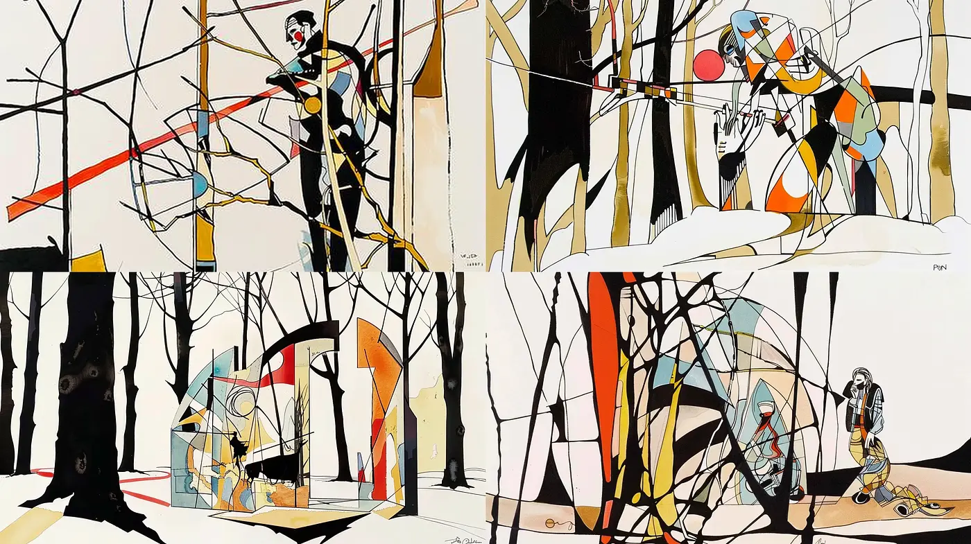 Abstract Geometric Exploration with a Whimsical Touch - Midjourney sref style
