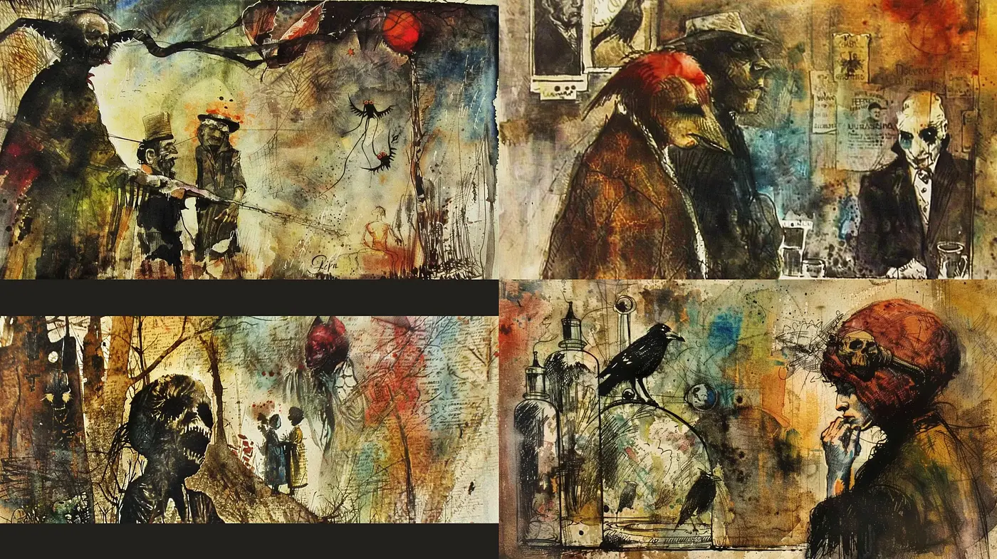 Abstract Expressionist Grunge with Surreal Overtones - Midjourney sref style