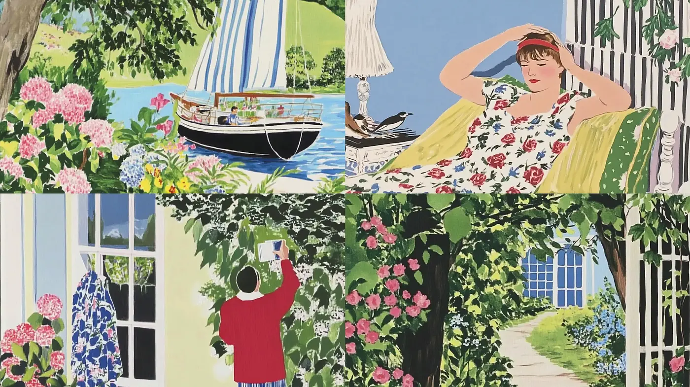 Idyllic Serenity in Pastel: A Homage to Mid-Century Storybook Illustrations - Midjourney sref style
