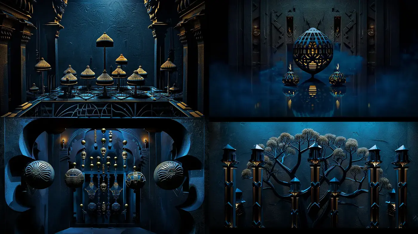 Atmospheric and Intricate Architectural Design with a Touch of Fantasy - Midjourney sref style