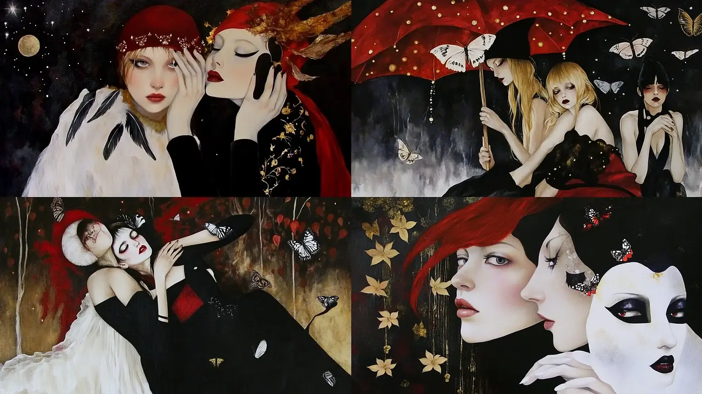 Gothic Elegance with a Touch of Baroque in a Surrealist Dreamscape - Midjourney sref style