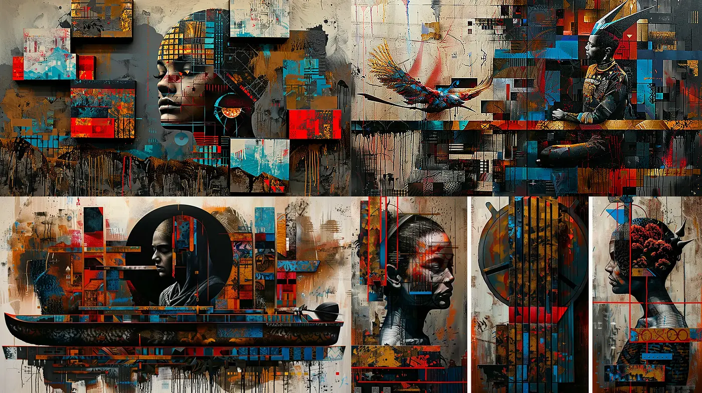 Contemporary Mosaic of Urban Narratives - Midjourney sref style