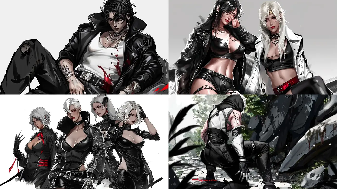 Contemporary Stylized Noir with Dynamic Anime Influences - Midjourney sref style