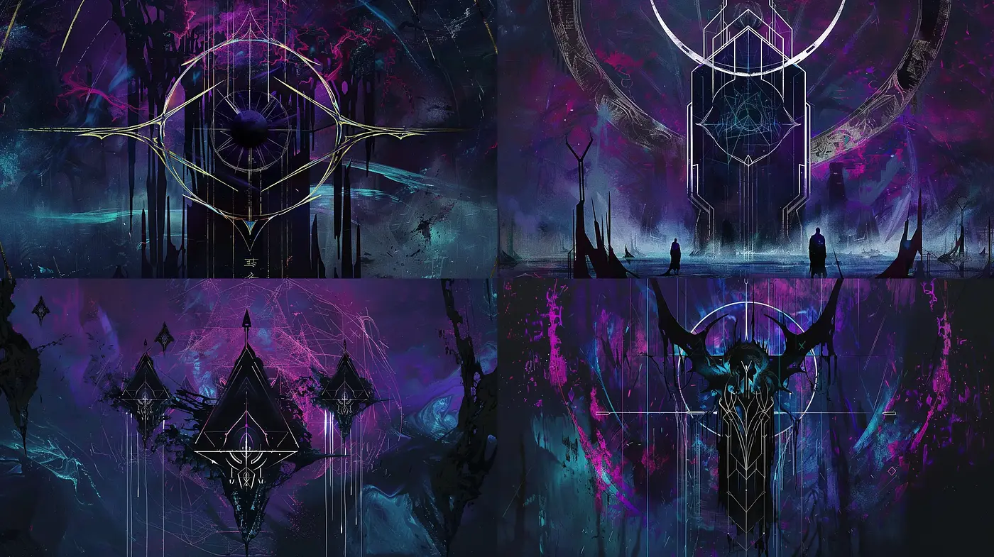 Ethereal Cybernetic Dreamscape: A Fusion of Digital Mysticism and Neon-Gothic Aesthetics - Midjourney sref style