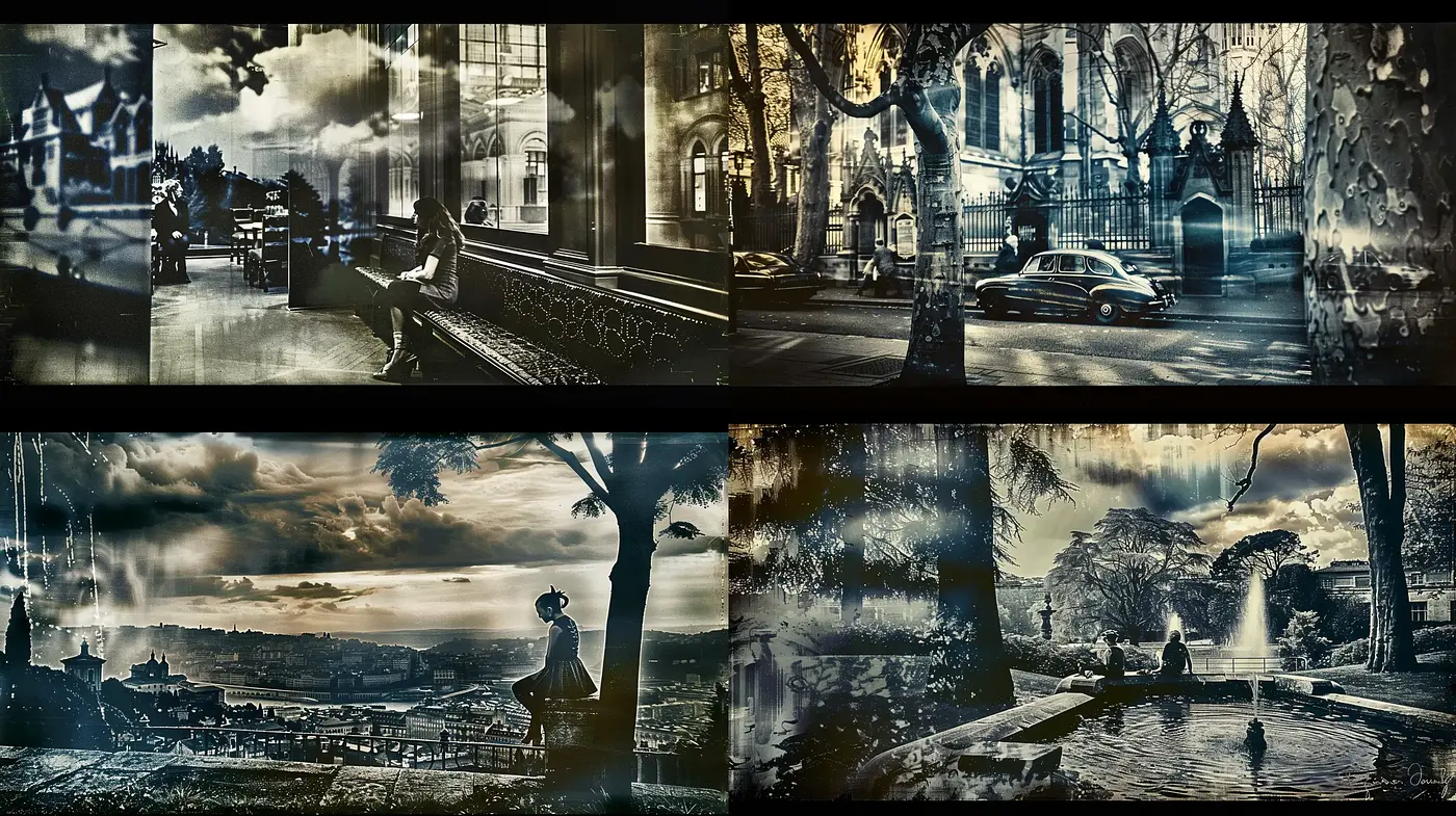 Sepia-Toned Dreamscape Fusion of Vintage Photography and Artistic Abstraction - Midjourney sref style