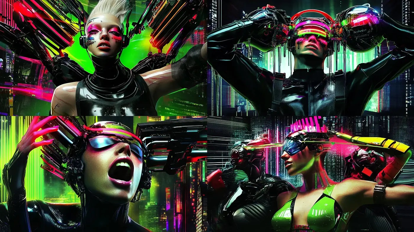 Neon Cyberpunk Visual Symphony - Midjourney sref style