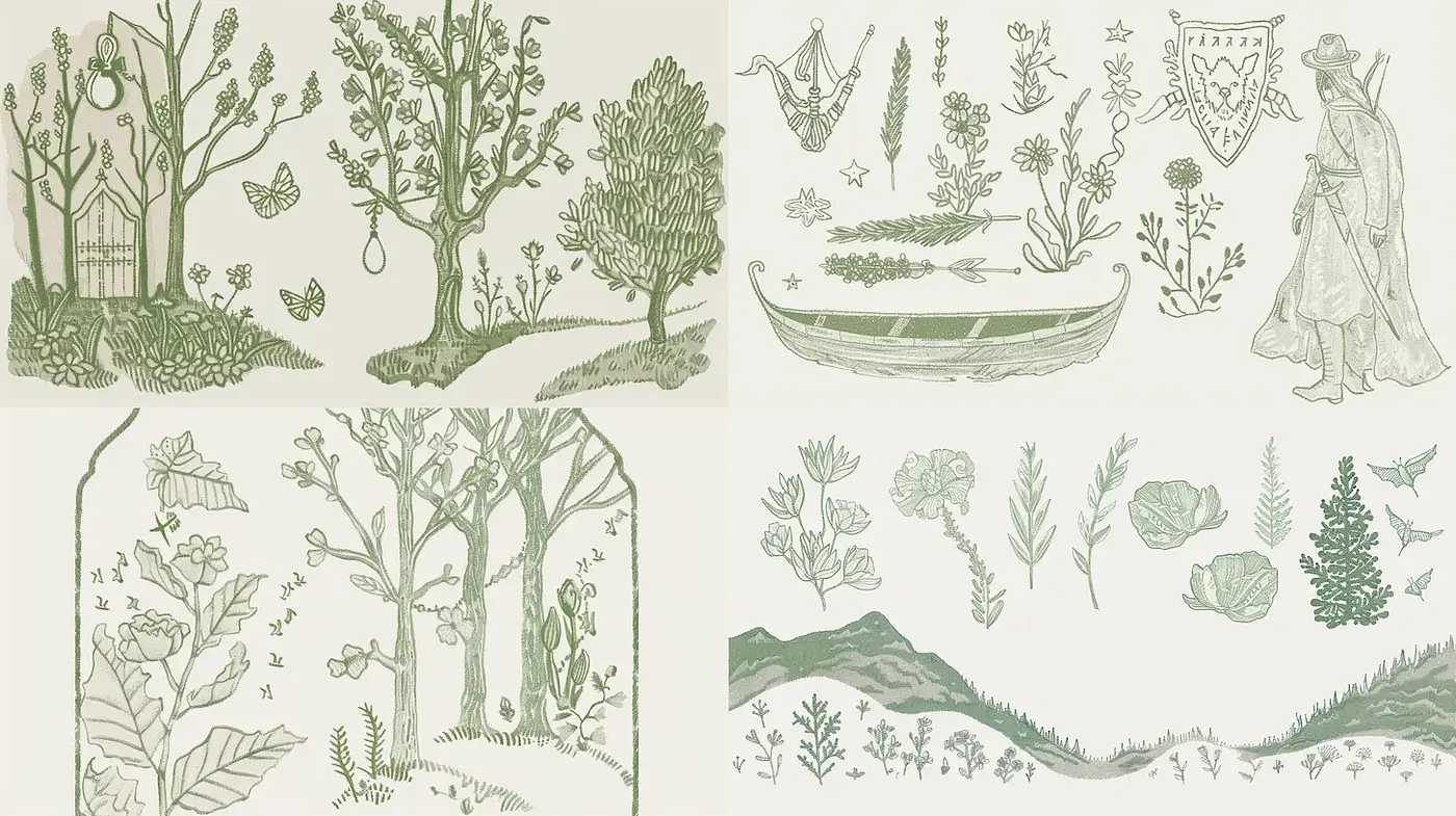Nature-Inspired Illustrations with a Vintage Aesthetic - Midjourney sref style