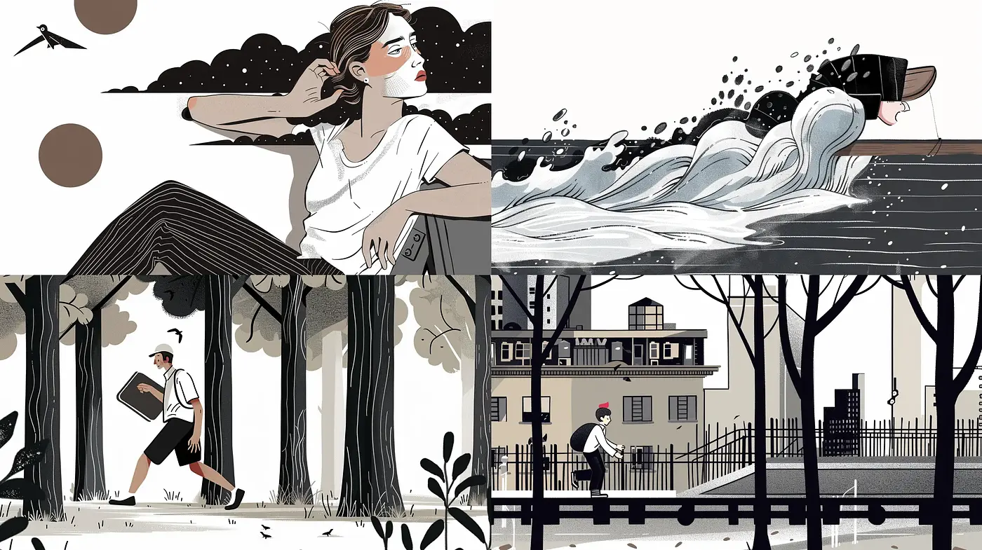 Monochromatic Elegance with Whimsical Narratives - Midjourney sref style