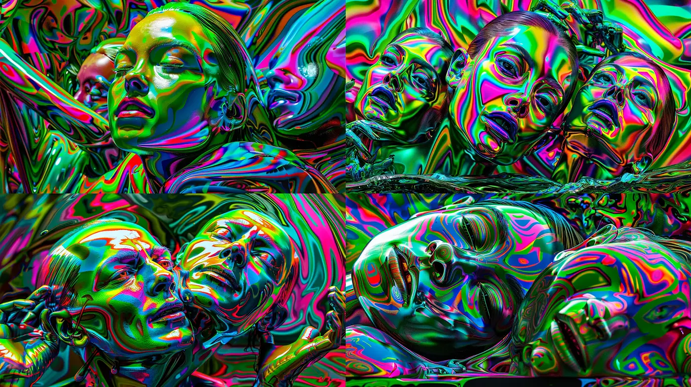 Psychedelic Visceral Contortion: A Vividly Chromatic Artistic Expression - Midjourney sref style