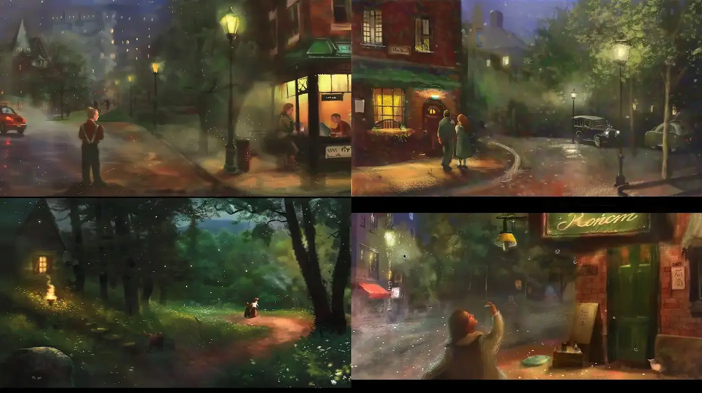 Whimsical Urban Dreams with a Touch of Nostalgia and Magic - Midjourney sref style