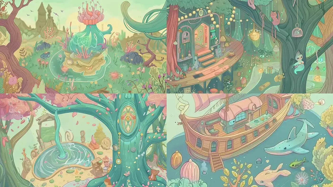 Whimsical Fantasy with a Playful and Dreamlike Aesthetic - Midjourney sref style