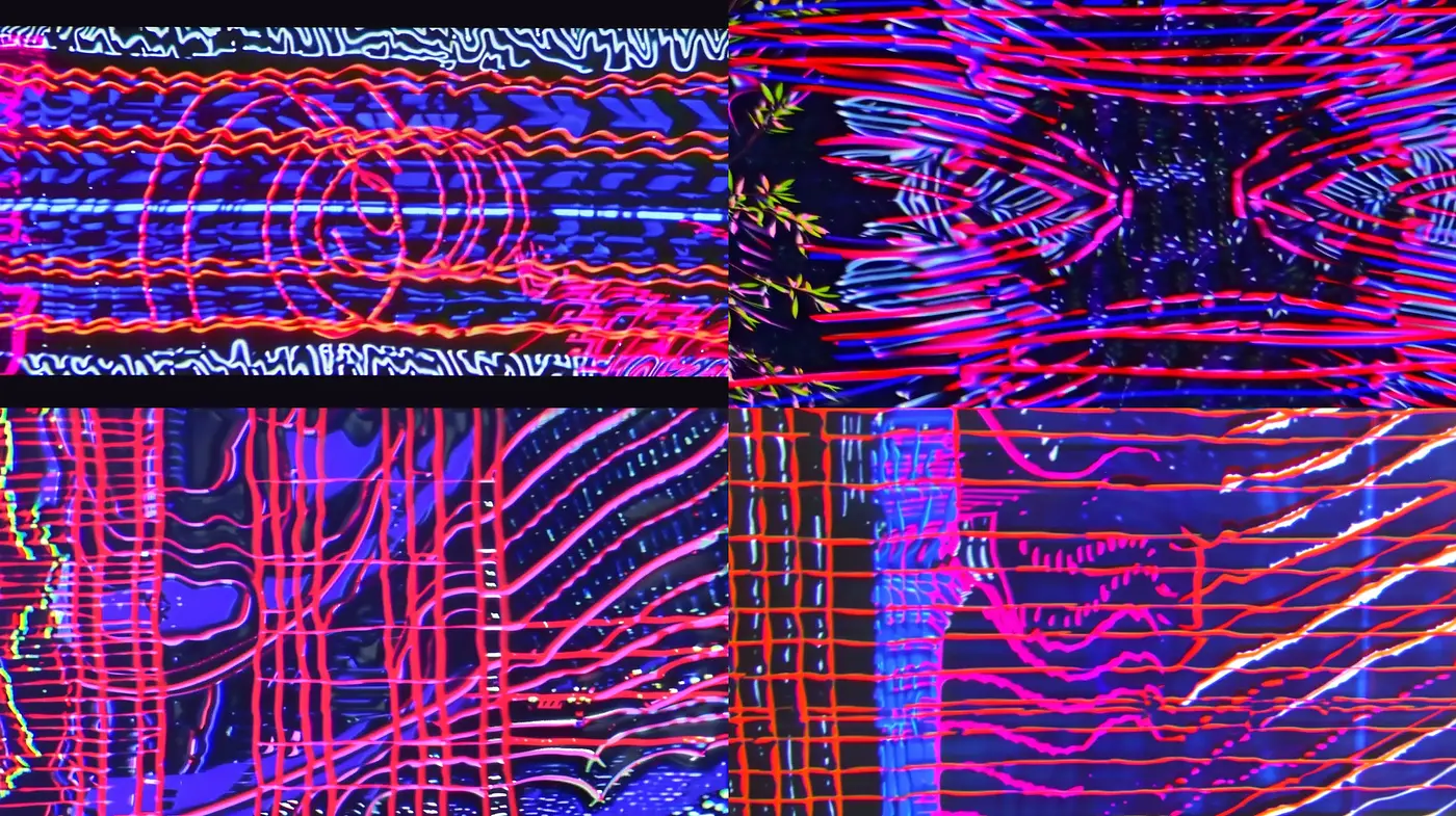 Psychedelic Neon Glitch Tapestry - Midjourney sref style