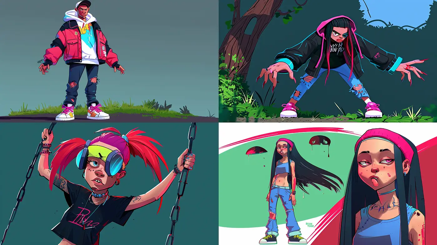 Dynamic Youthful Energy in Contemporary Cartoon Illustration - Midjourney sref style