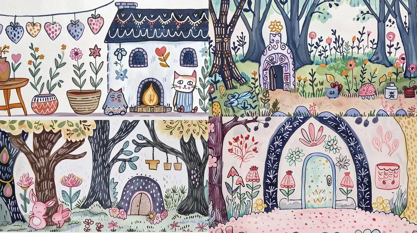 Whimsical Storybook Illustration with Enchanted Pastel Tones - Midjourney sref style