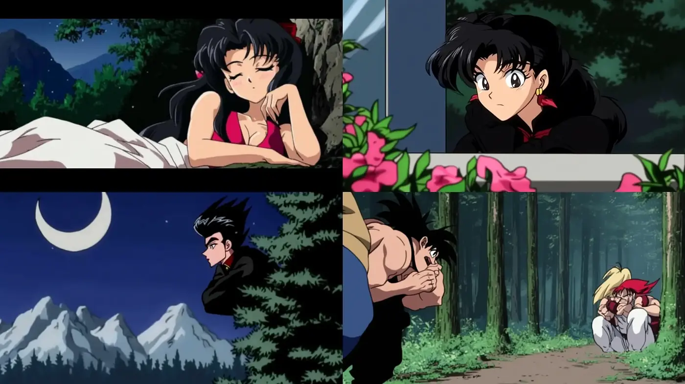 Ethereal Nocturnal Anime Visions with Natural Backdrops - Midjourney sref style