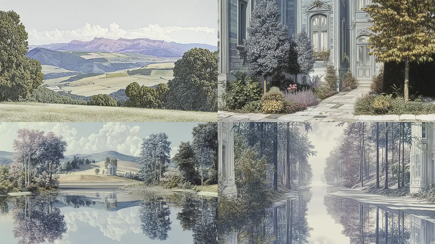 Ethereal Vistas and Classical Elegance: A Consistent Pastel Reverie - Midjourney sref style