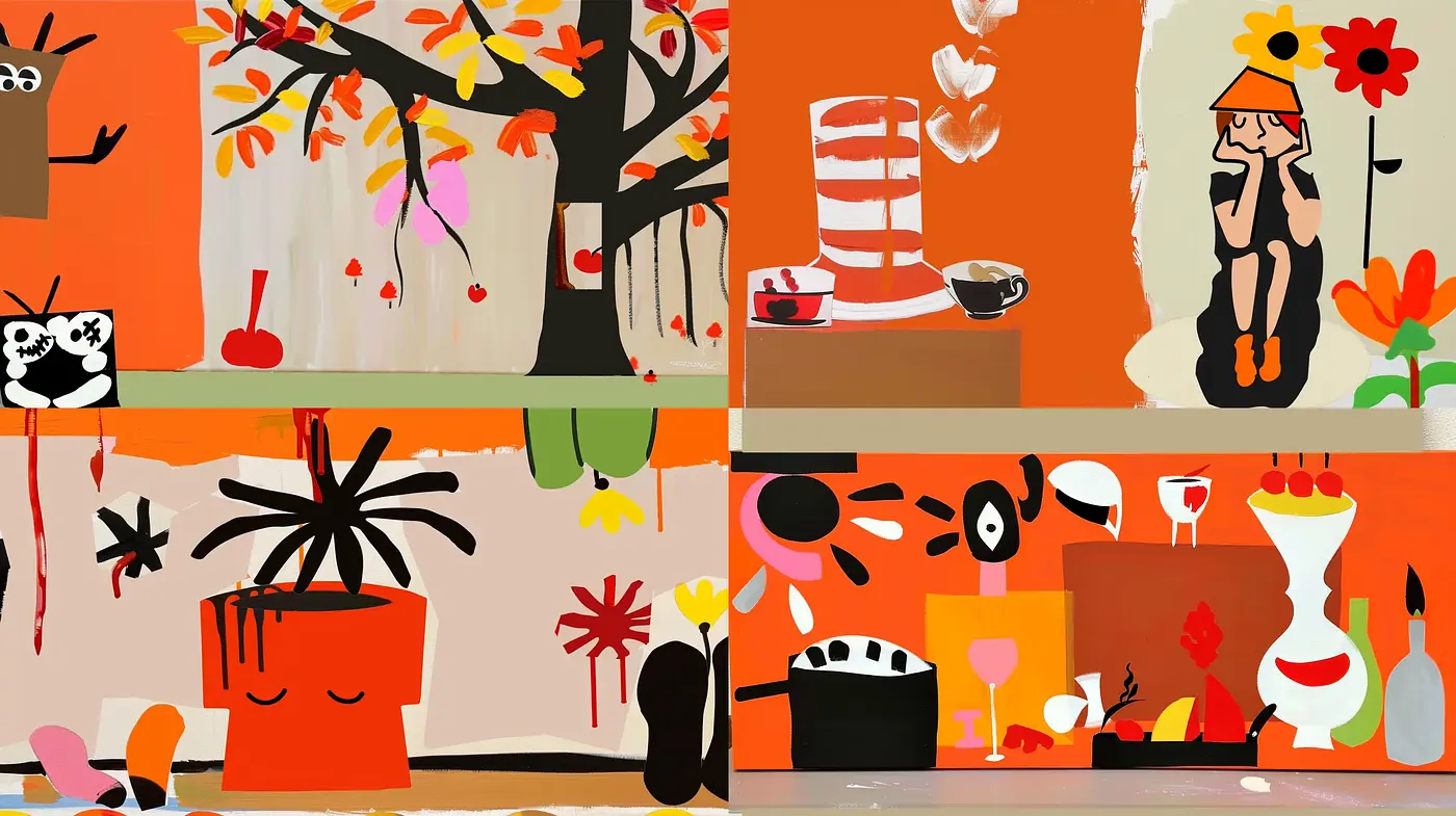 Playful Abstraction with a Warm and Earthy Palette - Midjourney sref style