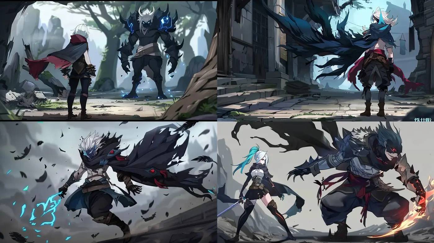 Epic Dynamic Anime-Inspired Action Tableaux - Midjourney sref style
