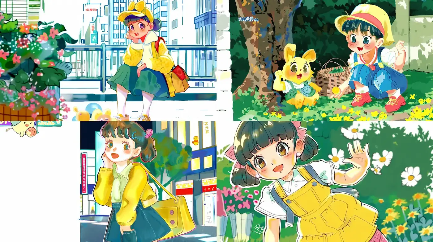 Playful and vibrant illustrations with a whimsical charm - Midjourney sref style