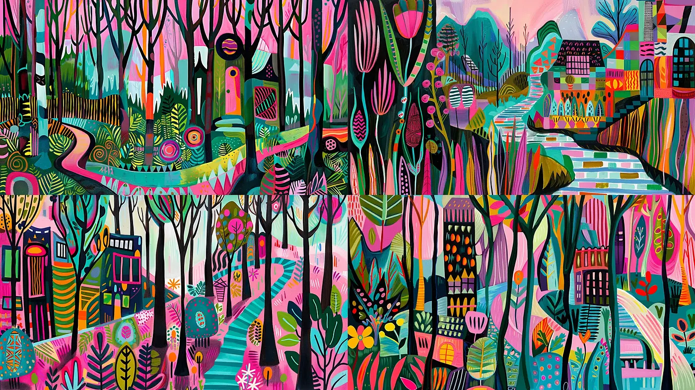 Kaleidoscopic Botanical Dreamscape - Midjourney sref style