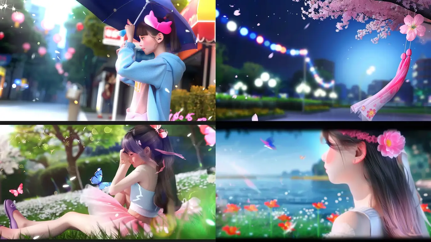 Ethereal Cherry Blossom Dreamscape in Soft Hues - Midjourney sref style