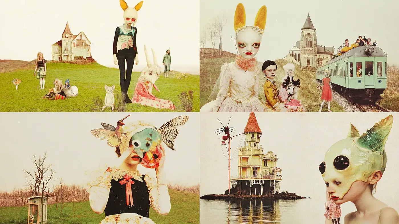 Surreal Pastoral Fantasies: An Ethereal Journey Across Imaginative Landscapes - Midjourney sref style