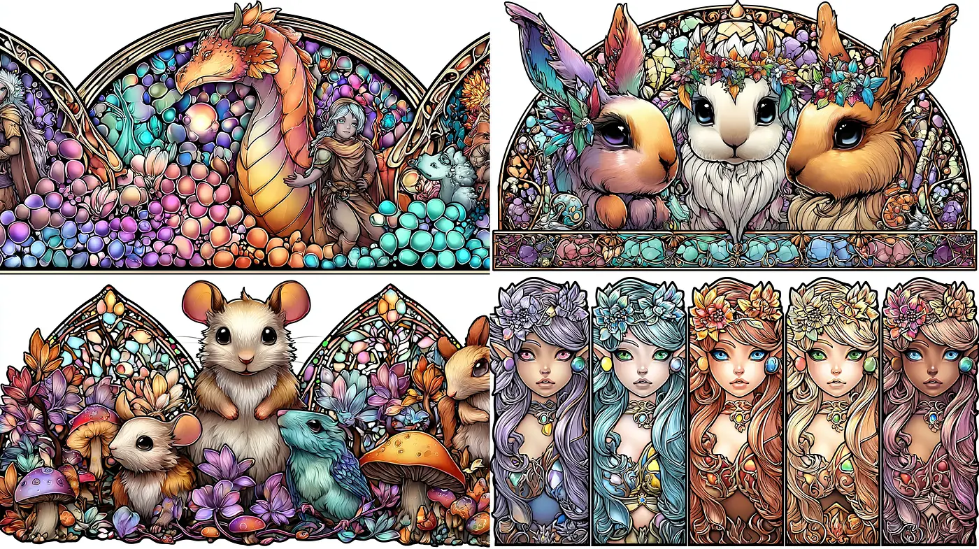Intricate Fantasy Illustrations with Enchanted Flora and Fauna Elements - Midjourney sref style