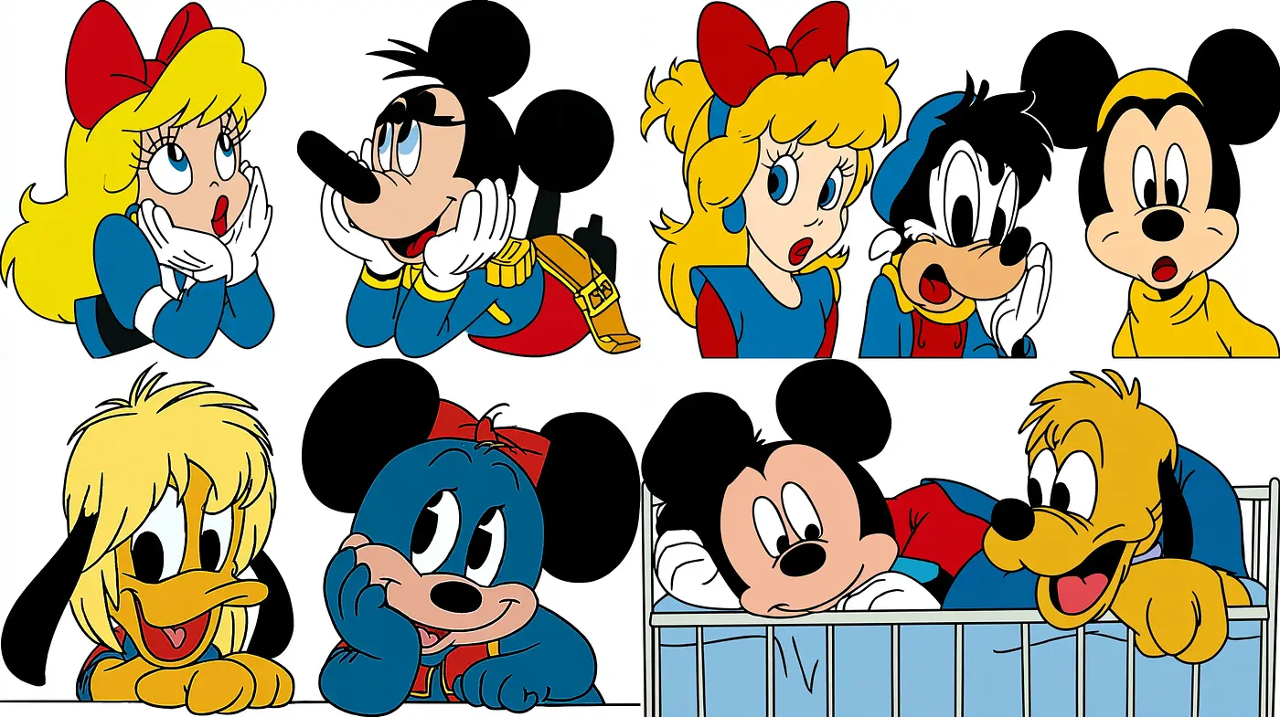 Playful and Whimsical Cartoon Aesthetic with Classic Influence - Midjourney sref style