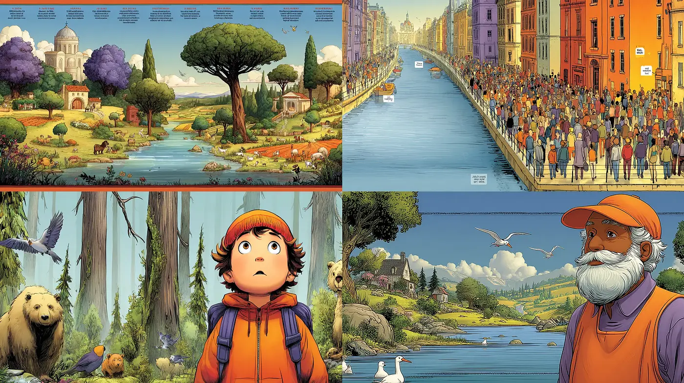 Vibrant illustrative style with a whimsical narrative quality - Midjourney sref style