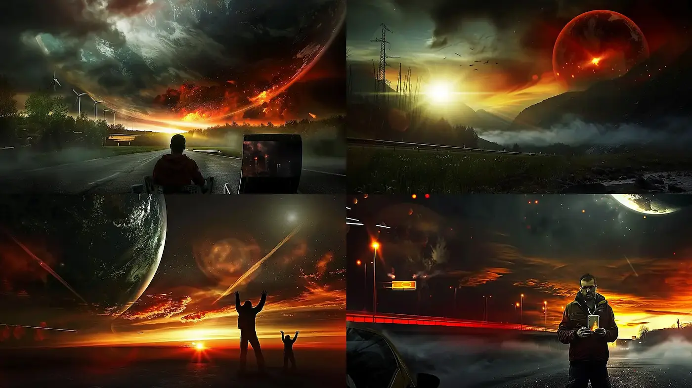 Ethereal Cosmic Landscapes with Dramatic Lighting and Textural Depth - Midjourney sref style