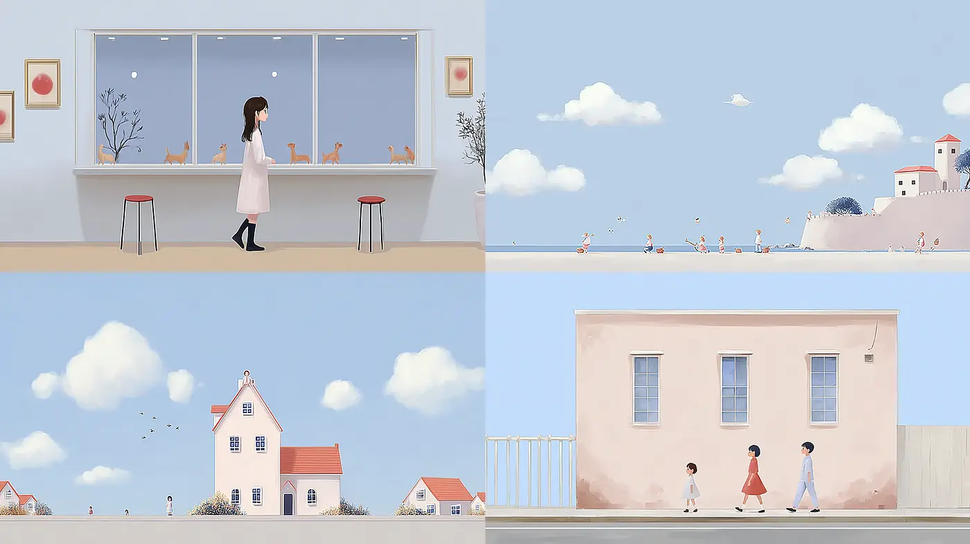 Serene Minimalism with Pastel Hues and Soft Textures - Midjourney sref style