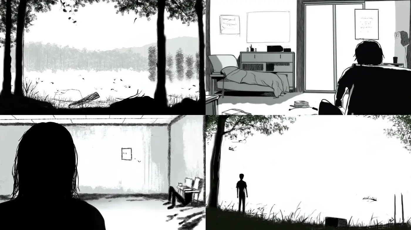 Monochromatic Serenity: An Exploration of Tranquil Vistas in Greyscale - Midjourney sref style