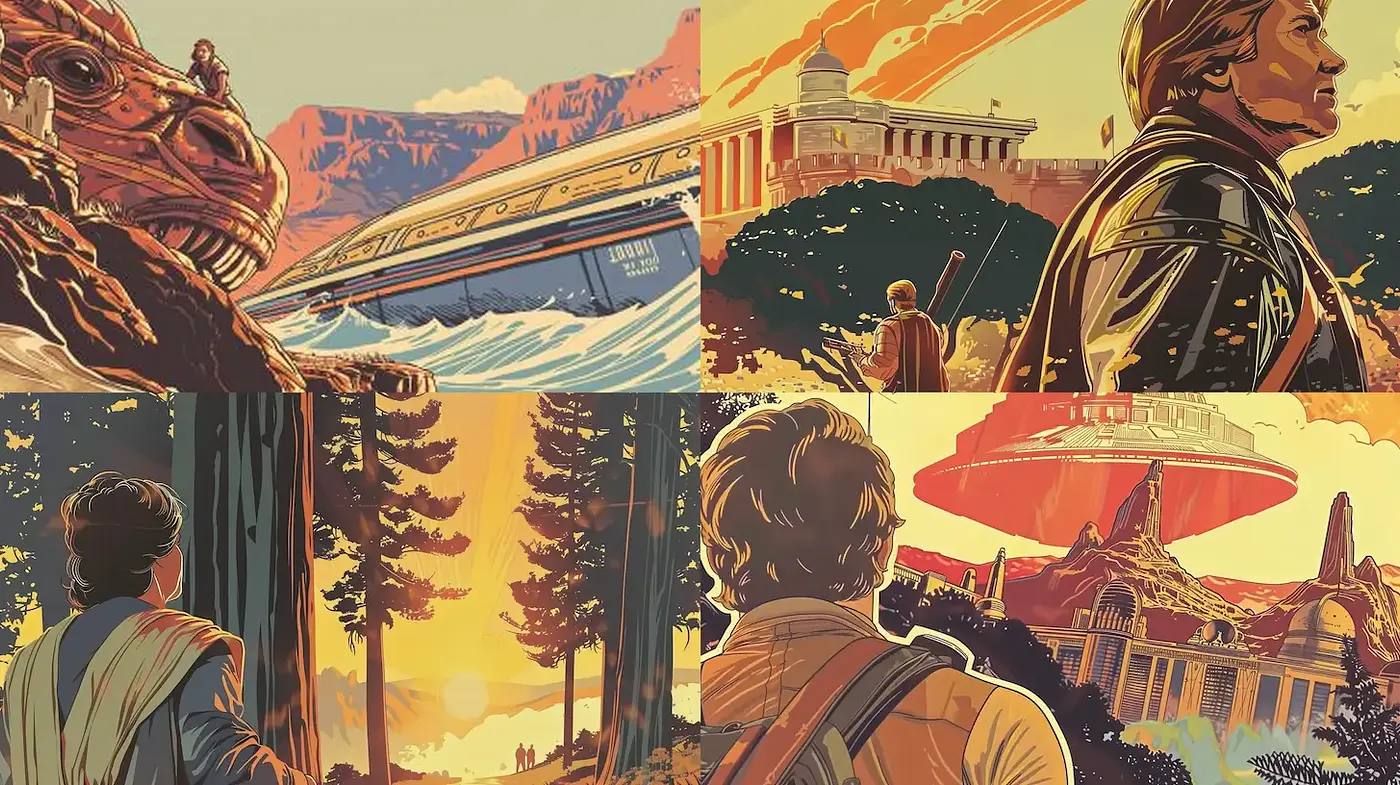 Captivating Retro-Futuristic Art with a Nostalgic Sci-Fi Vibe - Midjourney sref style