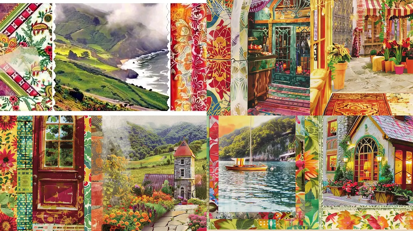 Idyllic Nature and Vintage Interiors Fusion - Midjourney sref style