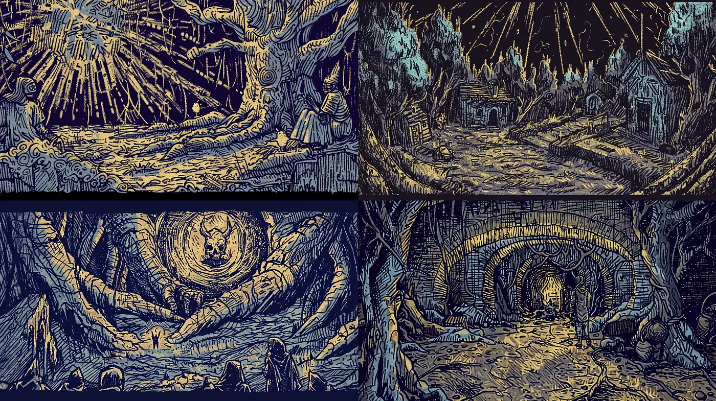 Enigmatic Hues of the Gothic Nouveau Fantasy - Midjourney sref style