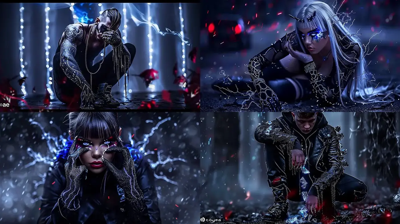 Futuristic and Dark Aesthetic with Cyberpunk Influences - Midjourney sref style