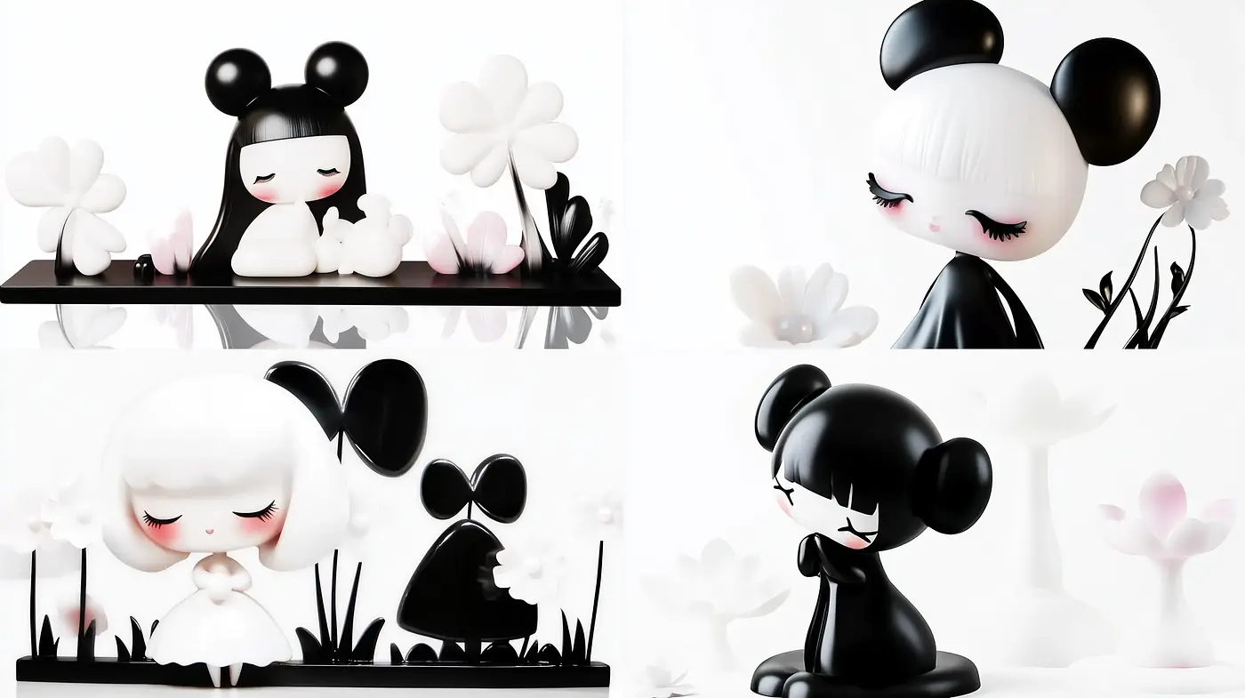 Monochromatic Whimsy: A Toylike Exploration in Black and White - Midjourney sref style