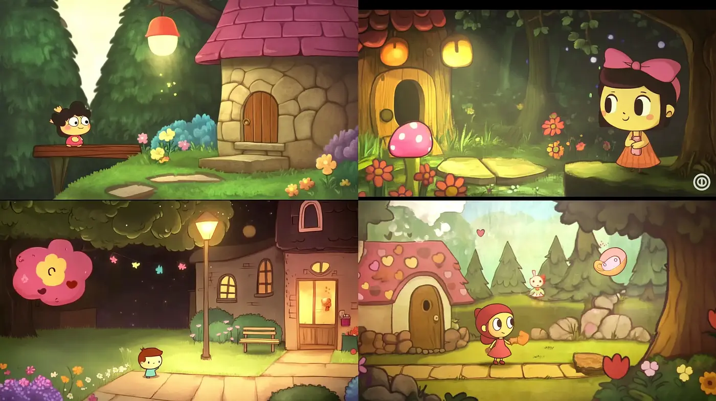 Enchanting Storybook Whimsy: A Journey through Warm-Hued Animated Wonderlands - Midjourney sref style