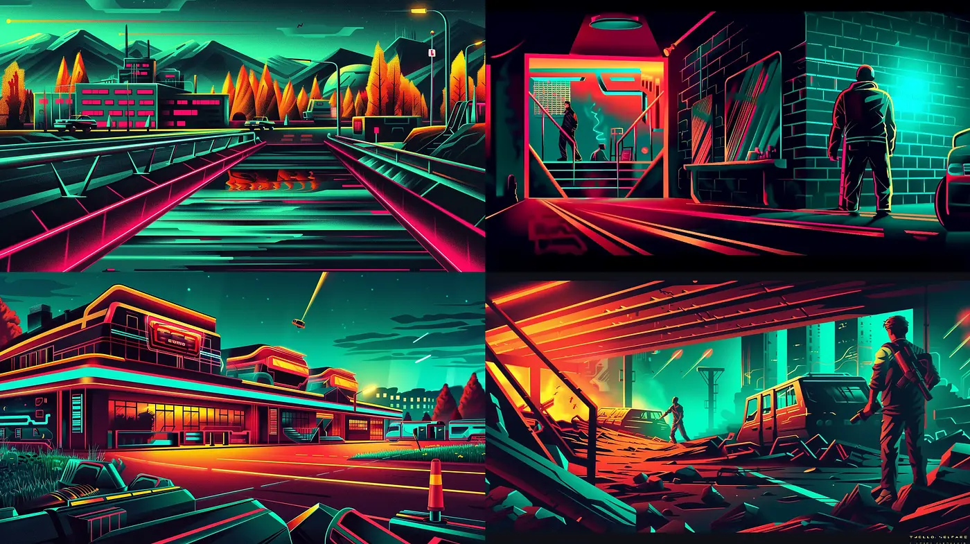 Neon Dystopia: A Cyberpunk Retrofuturistic Echo - Midjourney sref style